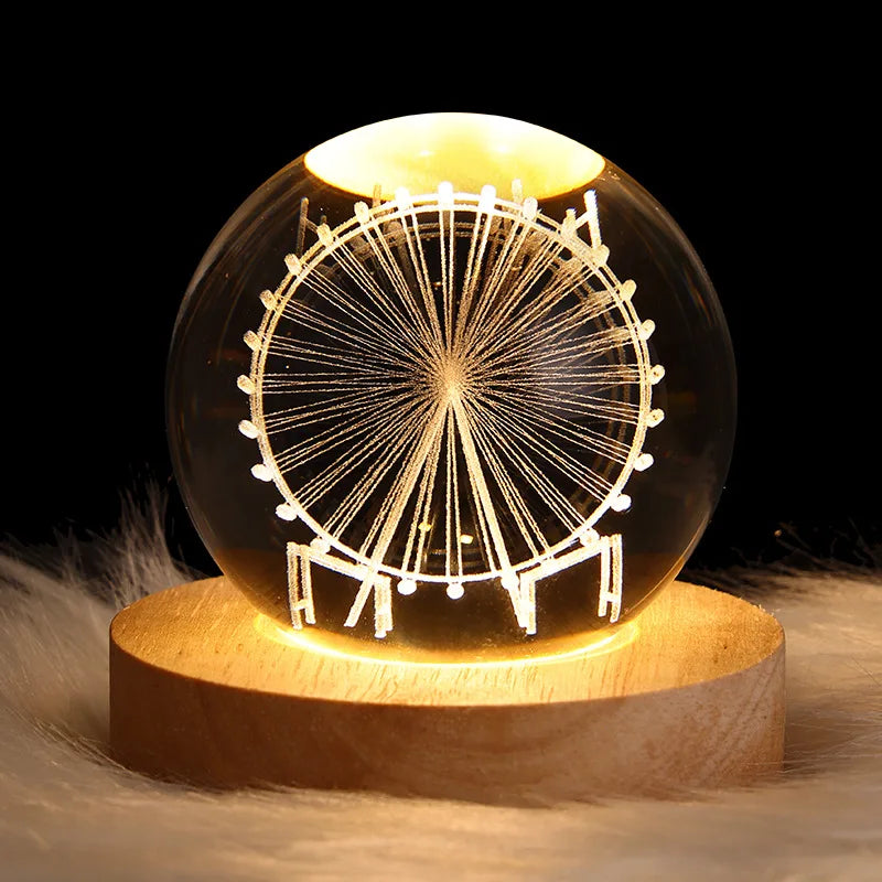 Luminous Ball Night Light Nebula Saturn Ferris Wheel Moon Crystal Projection Atmosphere Light for Christmas Birthday Kid Gift