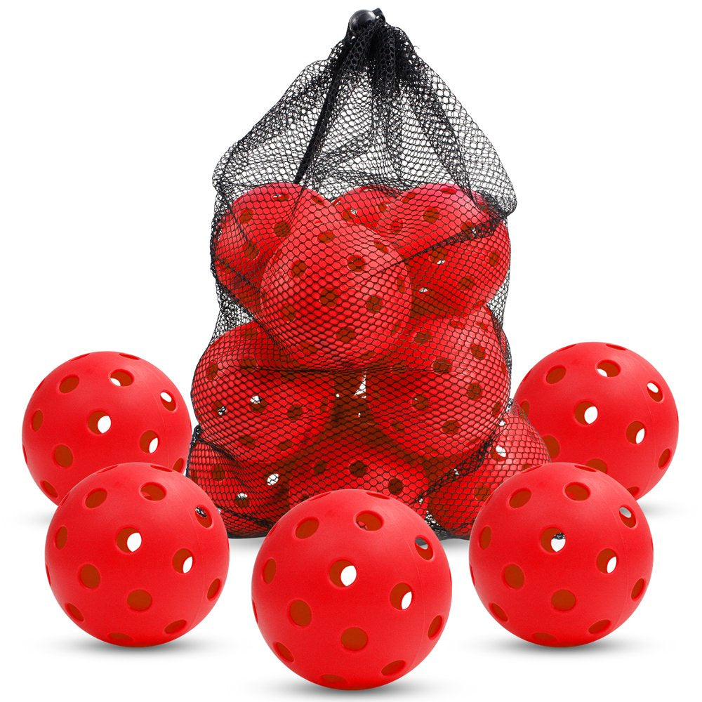 12Pcs Outdoor Pickleball Balls 40Holes Pickleball Accessories Red